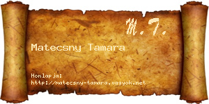 Matecsny Tamara névjegykártya